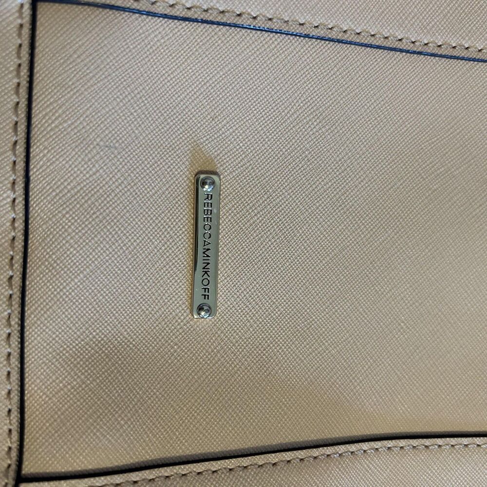 Rebecca Minkoff Mini Tote Bag Womens Beige Crossbody Structured Leather Purse - Picture 4 of 14
